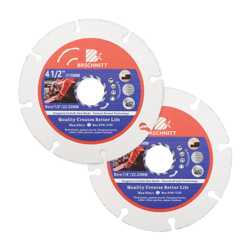 [Australia - AusPower] - Multi Saw Blade Cutting Disc 115 mm - Pack of 2 BRCUT Angle Grinder for Laminate Wood Plastic Nail-Safe 115mm 