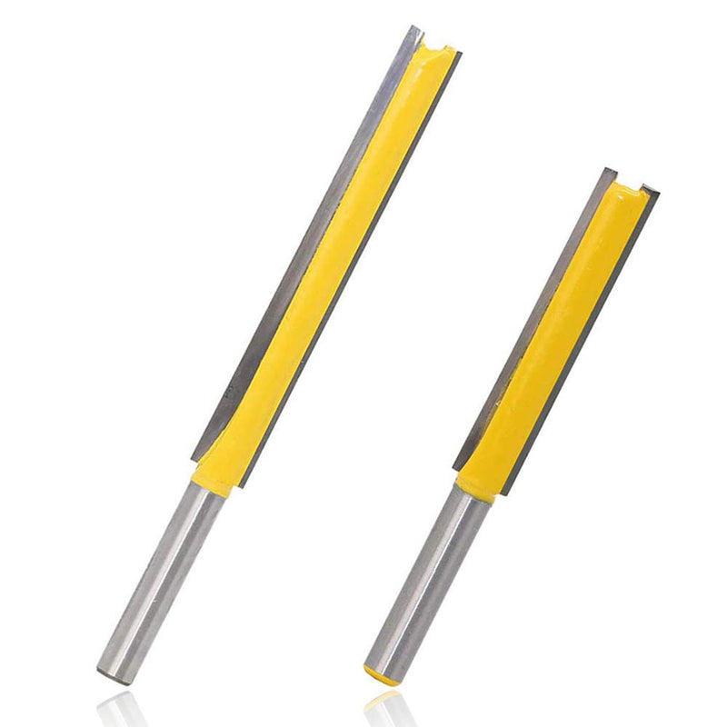 [Australia - AusPower] - Mesee 2 Pieces 8 mm Shank Straight Router Bit, Milling Cutter Groove Cutter Wood Cutter Bit Set, Straight Cutter Cutting Blade, Extra Long Straight Cutter Wood Engraving Tool Wood Cutting Blade 
