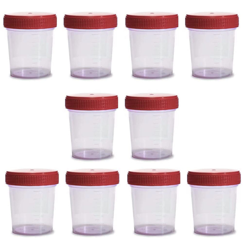 [Australia - AusPower] - SUMEDTEC 10 Pack (120ml) Sterile Urine Analysis Containers with Airtight Lid and Name Tag 