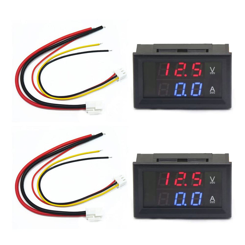 [Australia - AusPower] - VooGenzek Pack of 2 0.28 Inch LED Voltmeter Ammeter, Red and Blue Detector Voltage Current Meter Panel Ampere Voltmeter, DC 0-100V 10A for 12V/24V Multimeter Ammeter Volt Ammeter Panel 