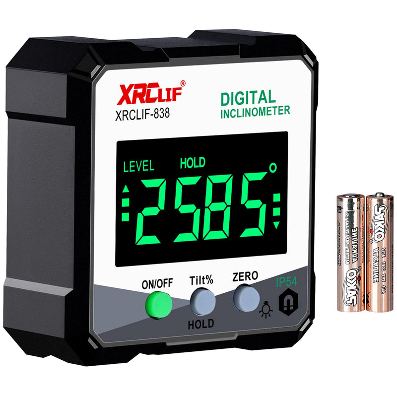 [Australia - AusPower] - XRCLIF Digital Protractor with LCD, Mini Inclinometer with Magnet, Digital Angle Measuring Tool, Inclinometer/Digital Levelling Ruler Home Black 