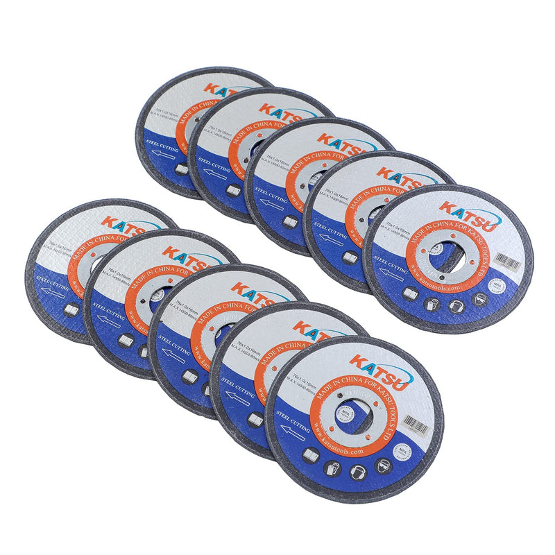 [Australia - AusPower] - Katsu steel cutting disc, 76 mm, 3 inches, 10 pieces, 1.0 mm, metal cutting discs for mini angle grinders, 144102 
