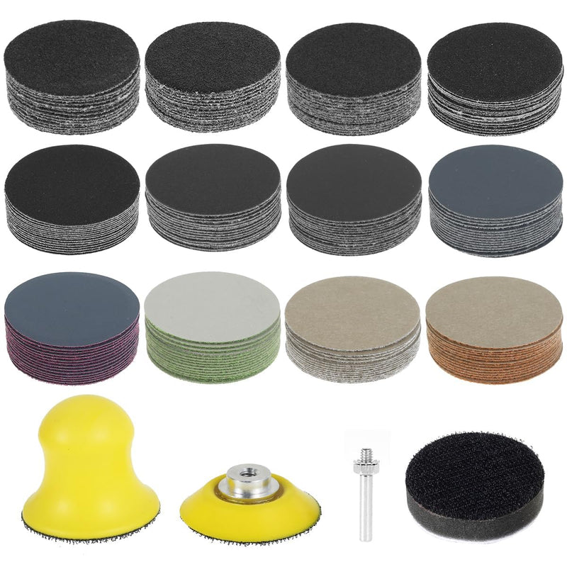 [Australia - AusPower] - 184 x Sanding Discs 50 mm Velcro Wet Dry Sanding Pads, Round Sandpaper (Grit 60-10000 Grit), Random Orbital Sander, Sanding Sheets for Metal, Wood, Glass, Car Polishing 