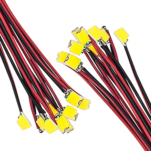 DiCuno 0805 Mini LED Light Emitting Diodes, Warm White, 16 cm Cable, 20 mA, Pack of 20 | SMD Micro LED Diodes Pre-wired for Model Making, Model Layout, Decoration, DIY, Crafts, Lighting, Electronics Projects