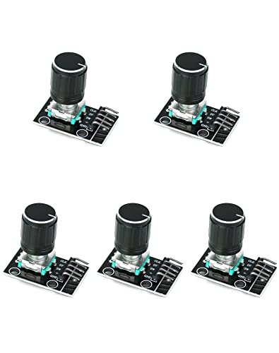 QWORK 5pcs KY-040 Rotary Encoder Module 360 Degree Rotary Angle Encoders with Push Button for Arduino