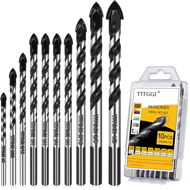 [Australia - AusPower] - TITGGI Professional Tile and Glass Drill Bit Set, 10 Pieces, for Drilling Tiles, Glass, Ceramic, Porcelain, Wood, Mirrors and Masonry, 3–12 mm Fliesenbohrer Set 10 PCS 