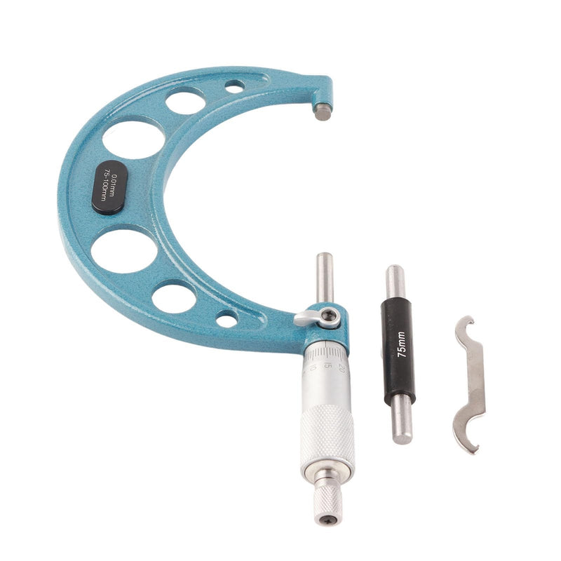 Estink Outside Micrometer, Outside Micrometer, Micrometer Screw with Wrench and Plastic Box, Stainless Steel, 001 mm, Precision Vernier Scale, Outside Micrometer (75-100 mm)