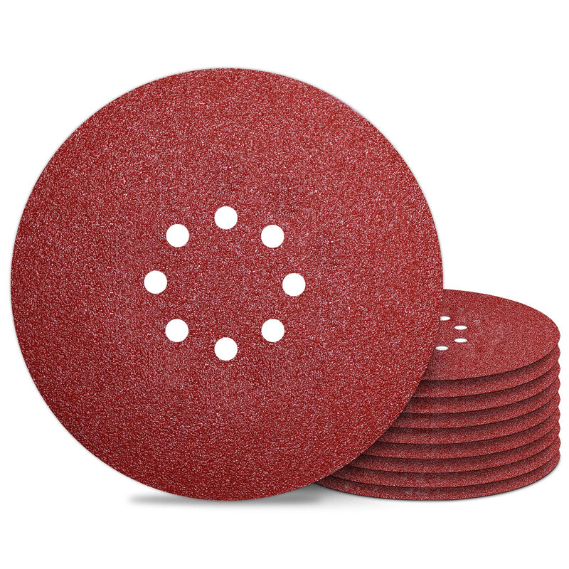 [Australia - AusPower] - Sandpaper 225 mm Velcro – Pack of 10 – Grit P40-8 Hole Sanding Grid 225 – Drywall Sander Sanding Discs for Sanding Giraffe Long Neck Sanders Wall Sanders 10 pieces 