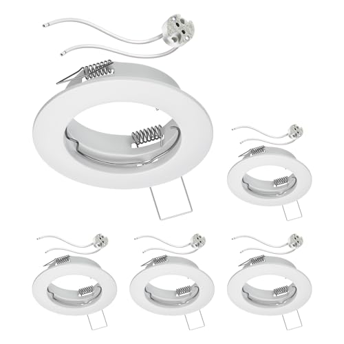 ledscom.de FERE Ceiling Mounting Frame Matt White (LED/Halogen/MR16/50 mm) with GU5.3 Socket Pack of 5 (Pack of 1)