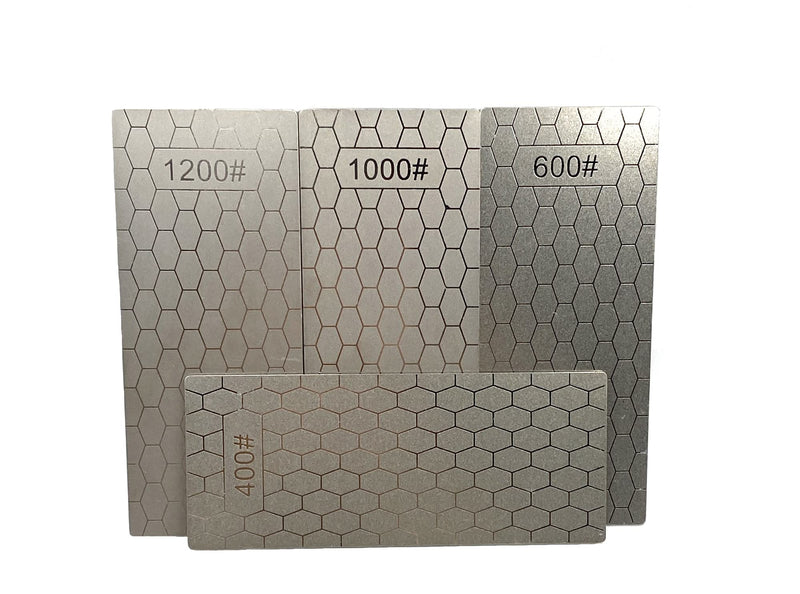 [Australia - AusPower] - Set of 4 Diamond Sharpening Stones, 400/600/1000/1200 Diamond Plate, Honing Stone Ideal for Chisels, Planer Knives, Outdoor and Kitchen Appliances Grit 400 + 600 + 1000 + 1200 