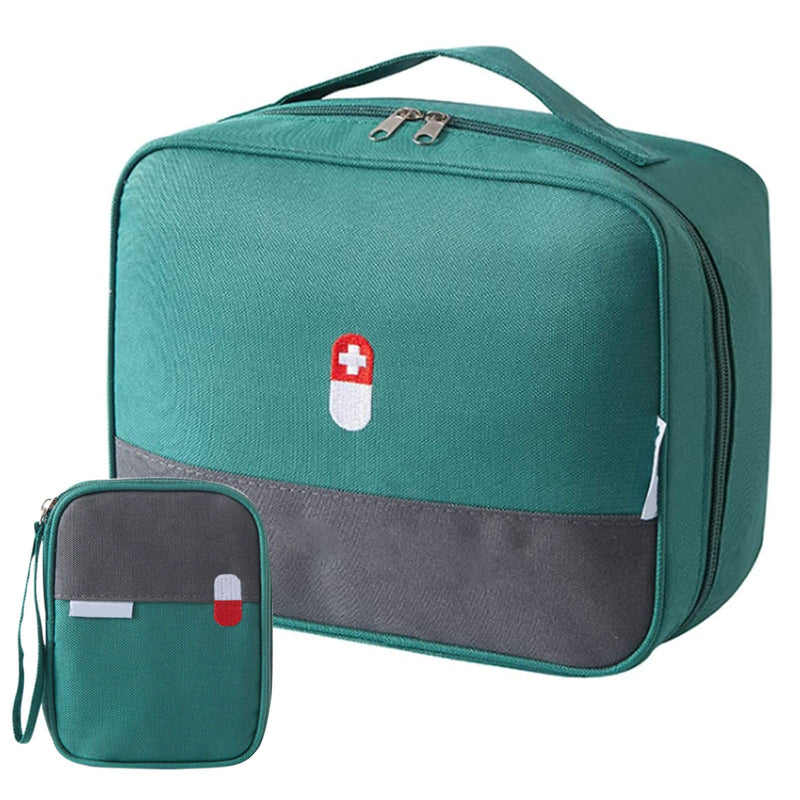 [Australia - AusPower] - Seasboes Pack of 2 Medicine Bag, First Aid, Large Capacity Emergency Bag, Portable Travel Pharmacy Medicine Bag, Medicine Box, Waterproof Medicine Storage Bag for Home, Travel, Office Green 