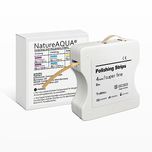 Tooth Sandpaper, Dental Polishing Strips, Ultra Fine Size - 4 mm Width - 6 m / Rolls/Box, NatureAqua Resin Tooth Polishing Interdental Sanding Tool Yellow-4 Mm Width