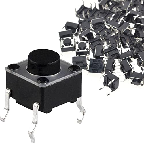 Miniature Micro Switch, 4 Pin Tactile Push Button 6 x 6 x 5 mm Momentary Tactile Button Switch Touch Electronic Components, for Panel PCB (Pack of 100) 4 Pin 6x6x5 Tactile Push Switch