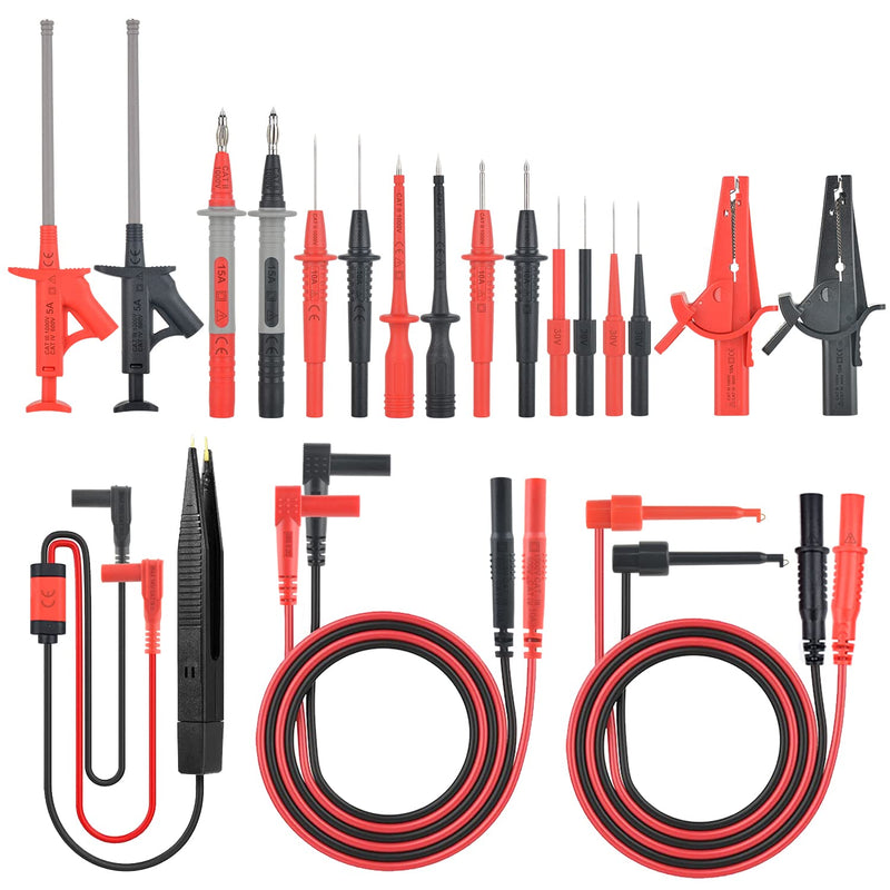 [Australia - AusPower] - Test Leads for Multimeter Test Cable Set MESTEK 21 Pieces Banana Plug Test Probes Crocodile Clips Mini Hook Test Probe Extension Cables Specialty Accessories Kit 