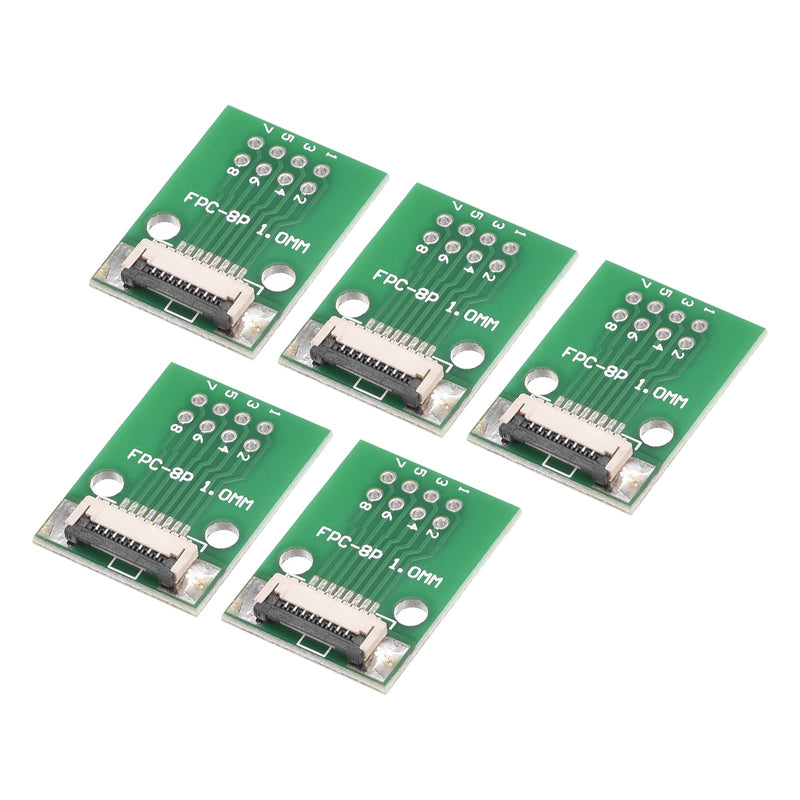 sourcing map FPC FFC Converter Connector Board 8P 1.0 mm to Female Side 0.5 mm Back to DIP 2.54 mm for LCD 3D Printer DVD TV Laptop Audio Pack of 5