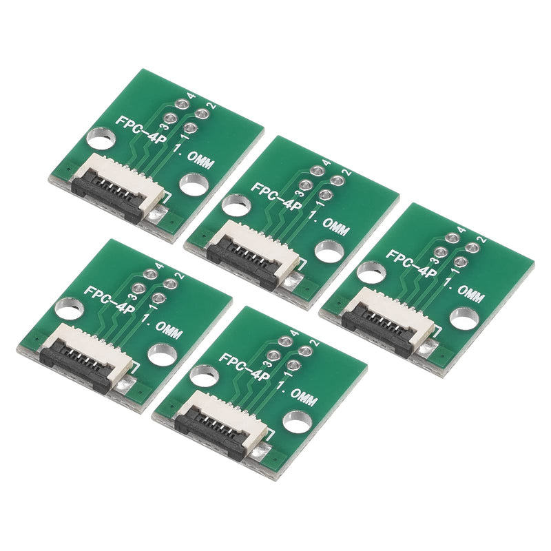 sourcing map FPC FFC Converter Plug Board 4P 1.0 mm to Female Side 0.5 mm Back to DIP 2.54 mm for LCD 3D Printer DVD TV Laptop Audio Pack of 5