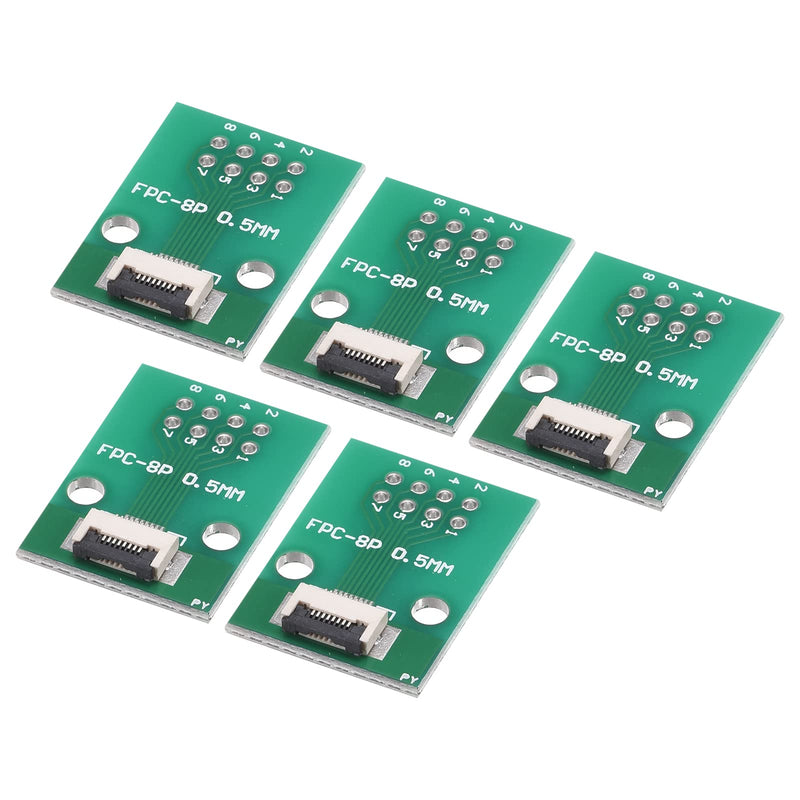 sourcing map FPC Converter 8P 0.5 mm to Female 1 mm Back, Pack of 5 | FFC PCB Breadboard to DIP 2.54mm for LCD 3D Printer DVD TV Laptop Audio
