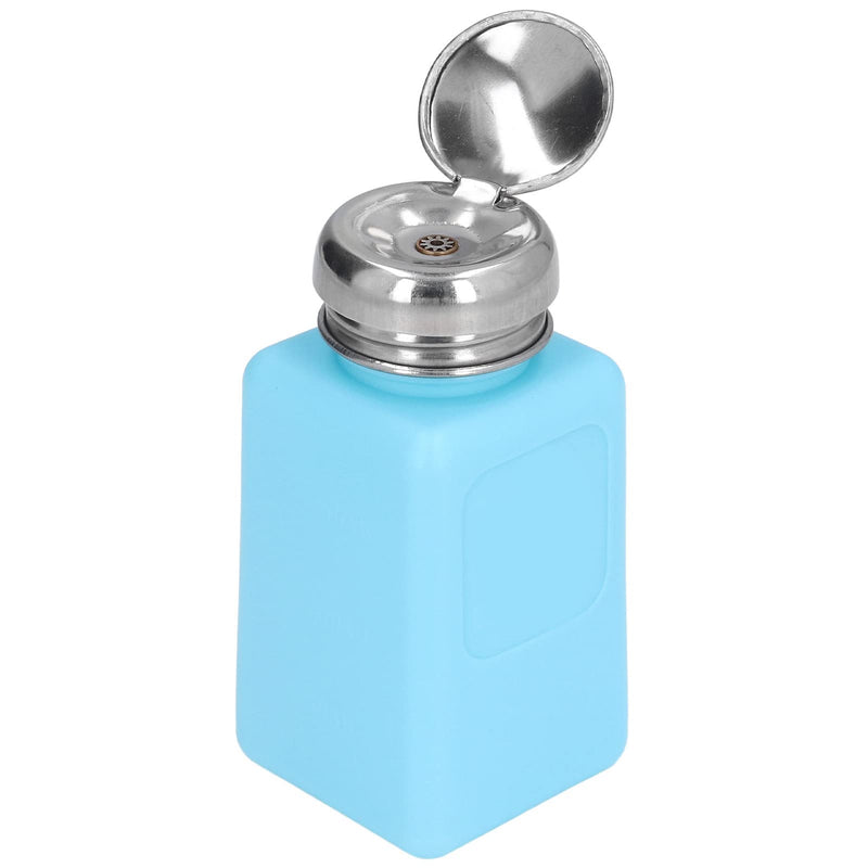 200 ml Press Type Solvent Dispenser ESD Safe Antistatic Square Bottle ESD Safe Dispenser Bottle Liquid Dispenser with Stainless Steel Lid (Blue)