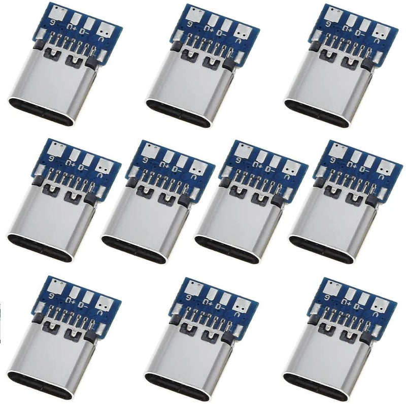 PENGLIN 10pcs USB 3.1 Type C Female Breakout Board | USB C Female Solderable Module, USB C Female DIY Board 10 x sockets