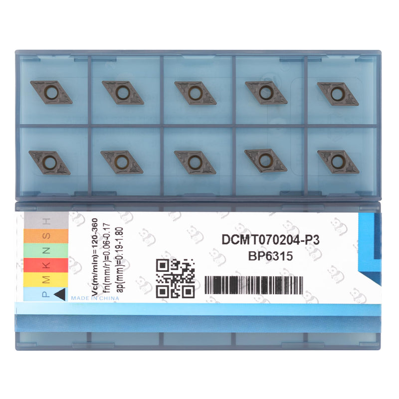 [Australia - AusPower] - CDBP DCMT 070204 DCMT21.51 Steel Turning Inserts CVD Coated (Pack of 10) DCMT070204-MD 