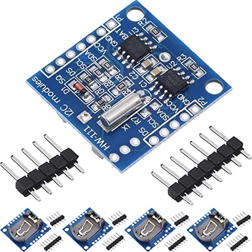 RTC I2C Module DS1307 AT24C32 Real Time Clock Module, High Precision 24C32 Memory Clock Module, Compatible with Arduino AVR PIC 51 ARM (5 Pieces)