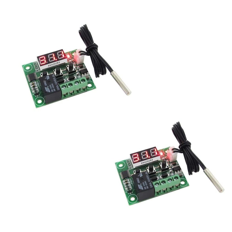 W1209 DC 12V Digital Mini Thermostat Temperature Controller Control Switch Sensor Module Pack of 2