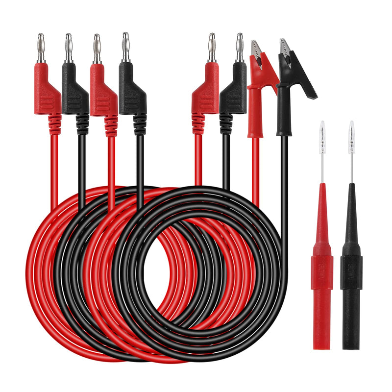 [Australia - AusPower] - QIMEI-SHOP Test Leads Set with Crocodile Clips Cable 4 mm Banana Plug Cable Test Lead 1 m Test Probes for Digital Multimeter Electrical Testing Red and Black Pack of 6 Black Red Pack of 6 