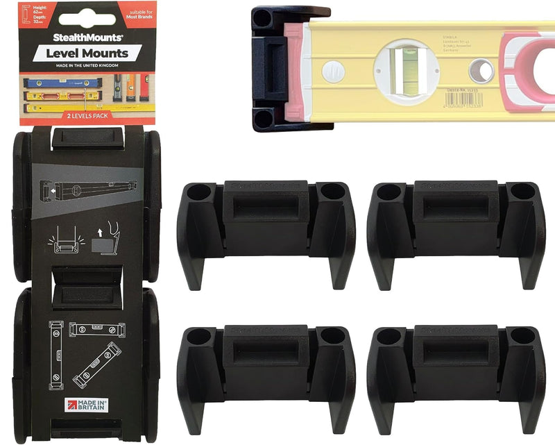 [Australia - AusPower] - StealthMounts Universal Spirit Level Holder, Lockable Spirit Level Holder, Compatible with All Brands (Pack of 2) Medium 