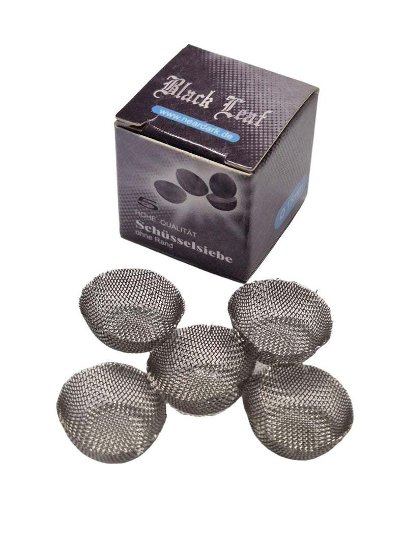 Black Leaf Bong Stainless Steel Bowl Sieve without Rim Bowl Sieve Stainless Steel Diameter 15 mm Bong Accessories Bong Filter
