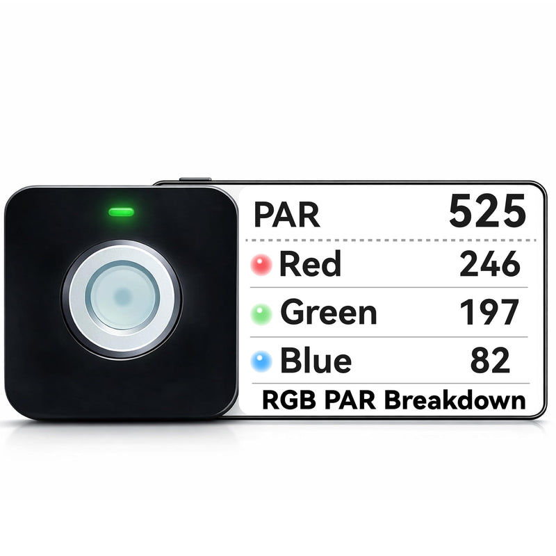 VBR-100 Quantum PAR Meter 6000 µmol/(m²·s), RGB PAR Breakdown, PPFD Distribution Mapping, Free App via Bluetooth, Sensor Name (VBR-100 Plus), No Spectrum Selection
