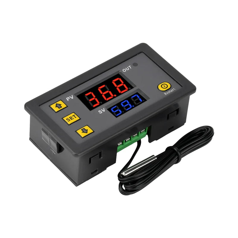 Digital Thermostat, W3230 DC 24V Digital Temperature Controller -20℃~100℃, Digital Display Thermostat Control Switch with Sensor Probe, LCD Temperature Controller Meter Controller, Alarm at High Temperature DC24V