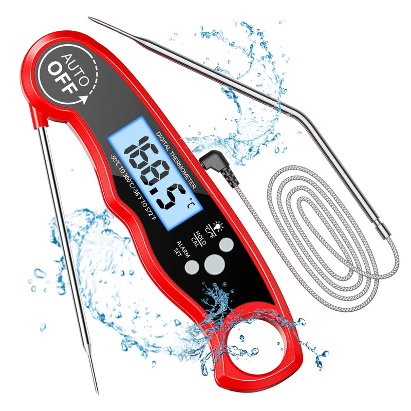 [Australia - AusPower] - CIRYCASE Digital Meat Thermometer, Instant Read Roasting Thermometer, Oven Thermometer, External Long Probe with 102 cm Stainless Steel Cable, Alarm Setting, Oven Thermometer for Kitchen, BBQ, Oven 