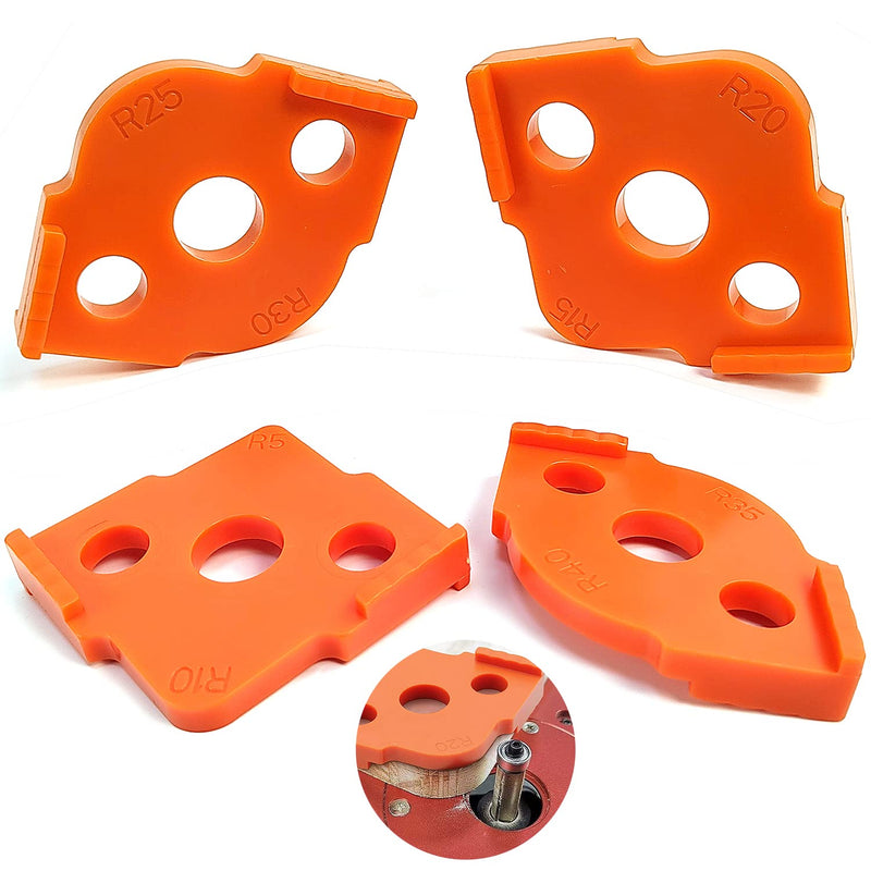 Set of 4 Router Templates for Router, Radius Jig Router Templates (R5-R40) | For even curves on wooden edges; radius gauge R5, R10, R15, R20, R25, R30, R35 and R40. Orange
