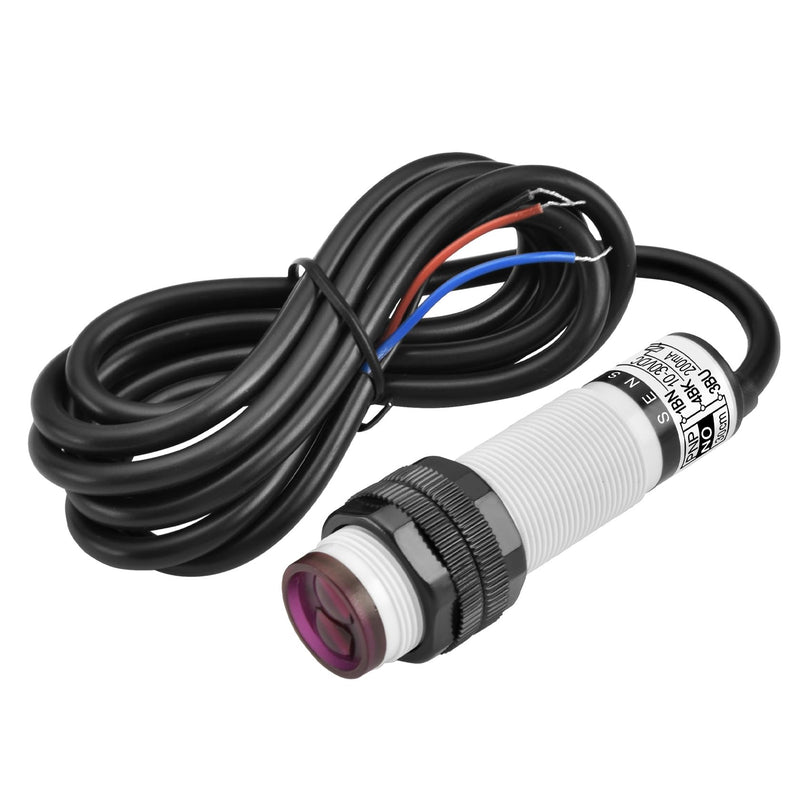 [Australia - AusPower] - Heschen M18 Column Infrared Photoelectric Proximity Switch, Diffuse Reflection Type, E3F-DS30P1, Detection Distance 10-30cm, 10-30VDC 200mA, PNP Normally Open (NO), 3 Wires 