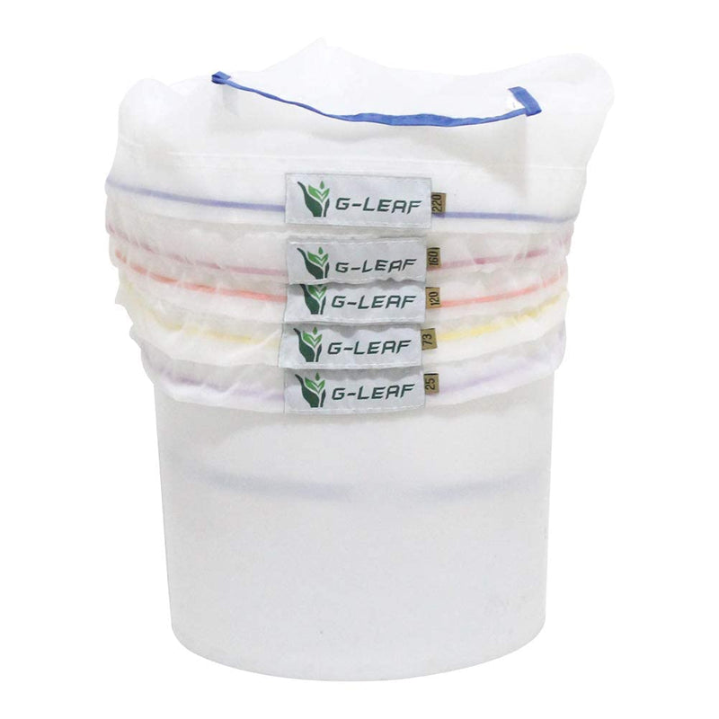 [Australia - AusPower] - G-LEAF All Mesh Bubble Bag 20L 5 Gallon 5 Beutel Krautig EIS Luftblasenbeutel Extraction Essenz Pflanzsäcke 25 Mikron Presssieb und Aufbewahrungsbeutel Kit für Kräuterextraktion und Produktion 20L-5Beutel 