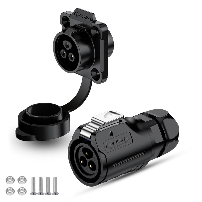 CNLINKO LP-16 Industrial Waterproof Connector IP68 Round Connector Quick Release Aviation Plug PBT Housing Plug Aviation Connector M16 2-9 Pin Flange Socket (3 Pin) Plug without cable 3 Pin