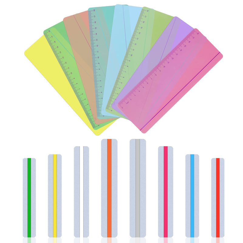 [Australia - AusPower] - Vicloon Dyslexia Rule, 16 Pieces Guided Reading Strips, Marking Strips, Coloured Overlay Reading, Reading Aid for Children, Visual Stress Reduction Pack of 16 - Classic colour 