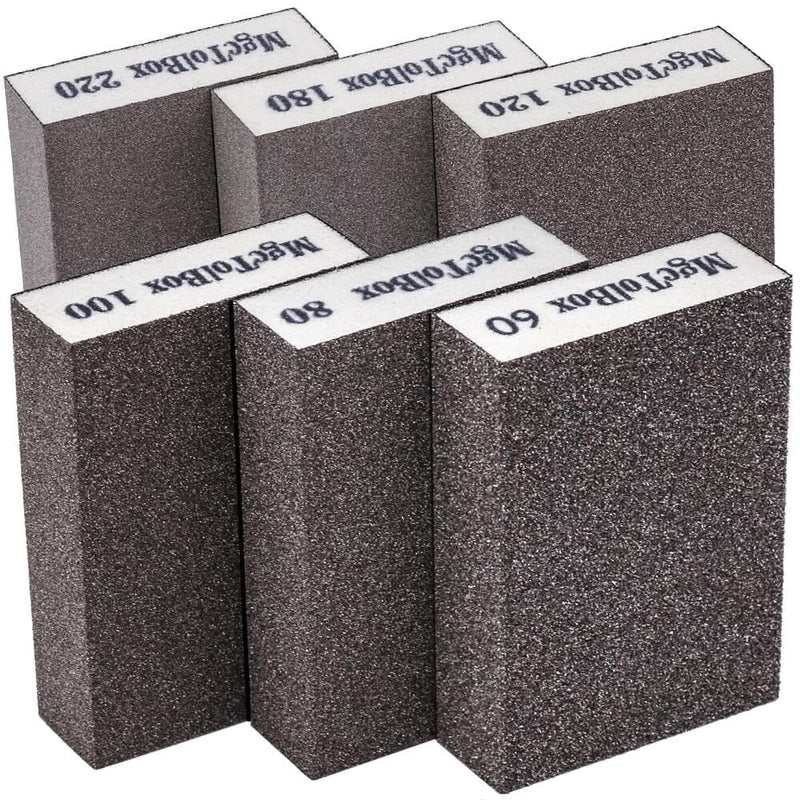 [Australia - AusPower] - Pack of 6 Sanding Sponges, 6 Different Sanding Sponge Wood, Washable and Reusable, Sanding Block Emery Paper Set Suitable for Polishing Various Materials 6 Mix Körnung 