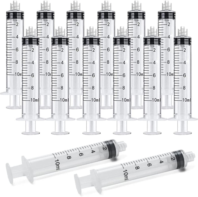 [Australia - AusPower] - Pack of 20 10 ml Luer Lock Syringe, Individually Sterile Sealed 10 ml Plastic Luer Lock Syringe without Needle, for Scientific Laboratories, Epoxy Resin, Crafts, Feeding Pets (10 ml) 10ml 