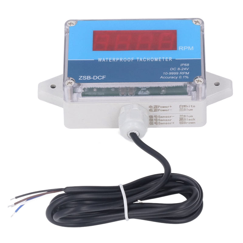 DC 8V-24V Motor Tachometer, Automated Industrial Accessories for Motor Equipment, 10-9999 Measuring Range, Digital Tachometer, LED Display, Speedometer, Motor Tachometer | 10-9999 rpm, Hall sensor, IP68 waterproof, red LED, ships, wind power, engineering