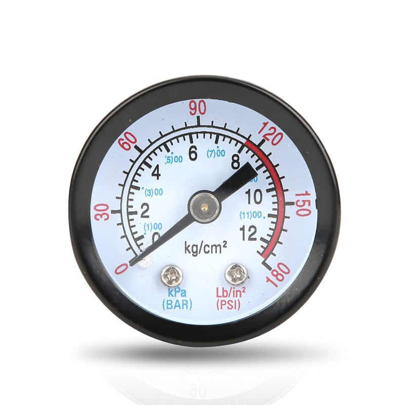Air Compressor Pressure Gauge, Pressure Gauge for Air Compressor 180 PSI/12Bar, Compressed Air Pressure Gauge for Compressor 42 mm Diameter for Screw Compressors, Piston Compressors