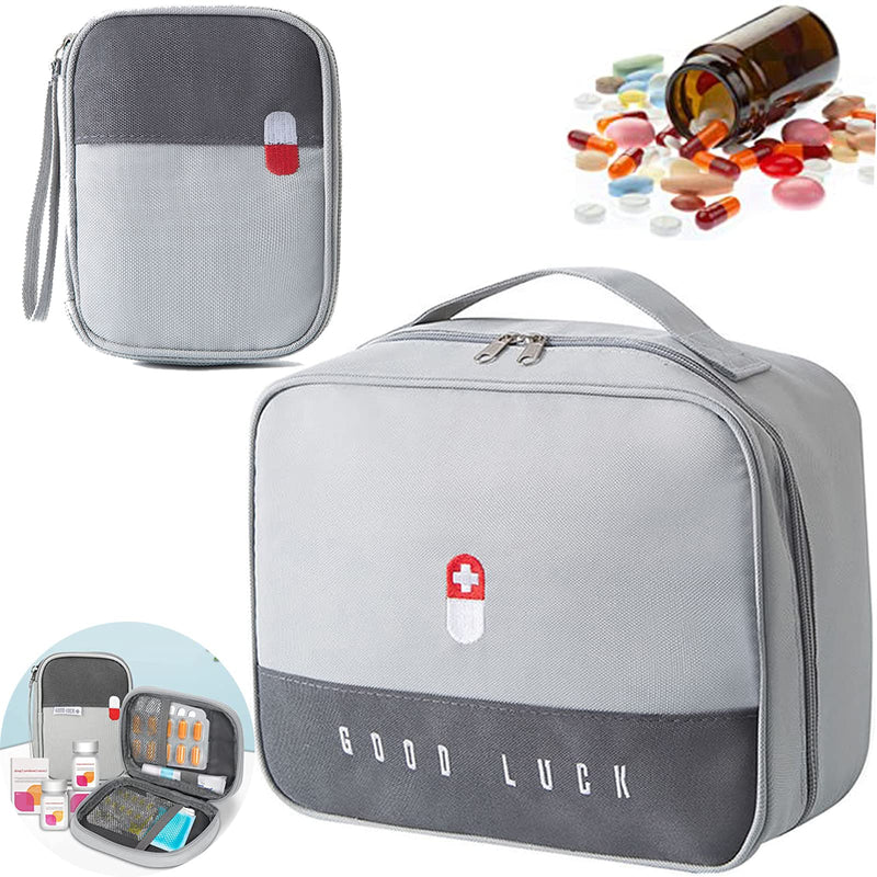 [Australia - AusPower] - Pack of 2 Portable Medicine Storage Bag, Large Capacity Medicine Bag for Waterproof, Medicine Storage Bag, Travel Portable Medicine Bag, Medicine Storage Bag (Grey), gray, M, Practical 