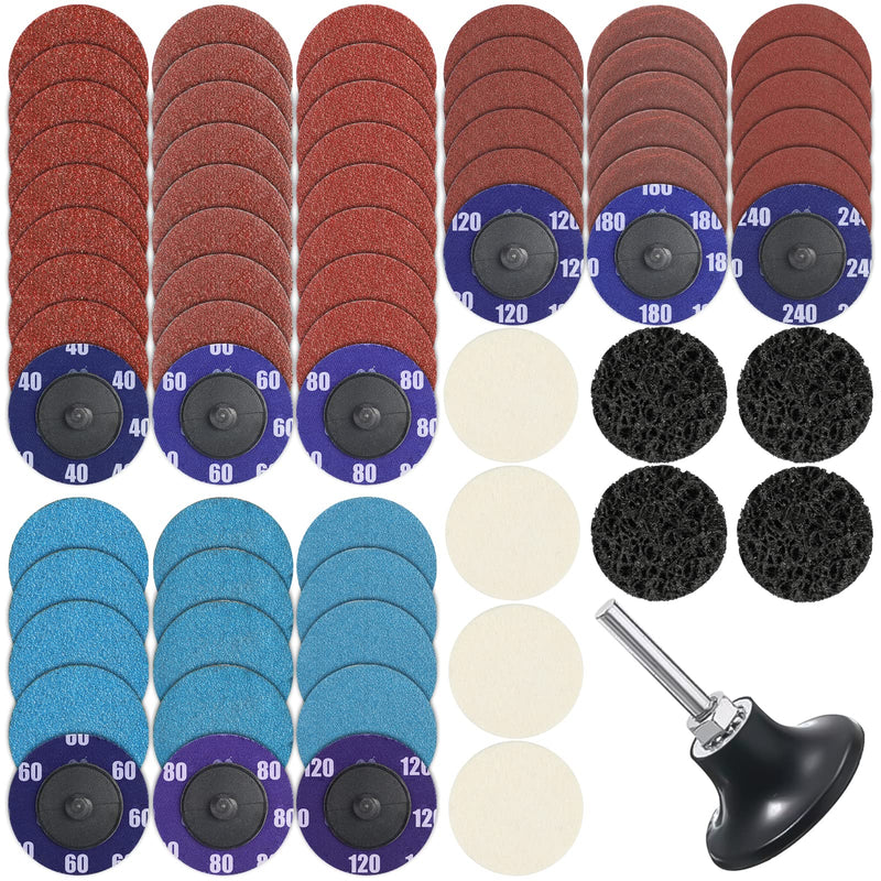 [Australia - AusPower] - Linkstyle 61-Piece 50 mm Sanding Discs Set, Quick Change Discs with 1/4 Inch Disc Pad Holder, Surface Polishing Sanders for Die Sanders, Polishing, Burr Finish, Rust Paint Removal Paint 61 Pieces 