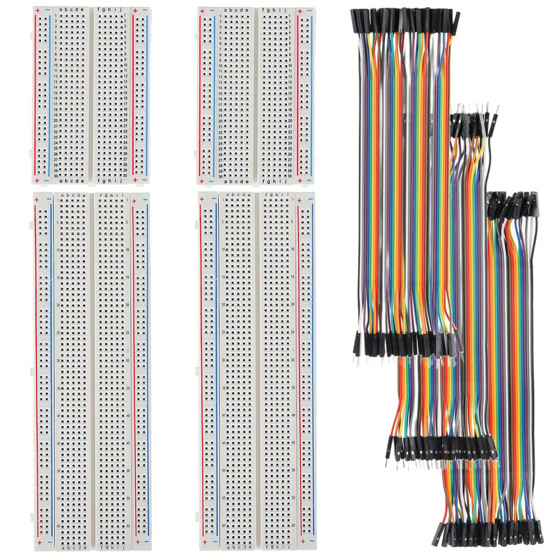 Breadboard Dupont Wires Kit - 830 Points Breadboard, 400 Points Breadboard, 21 cm Female-Male Jump Wire Cable for Arduino