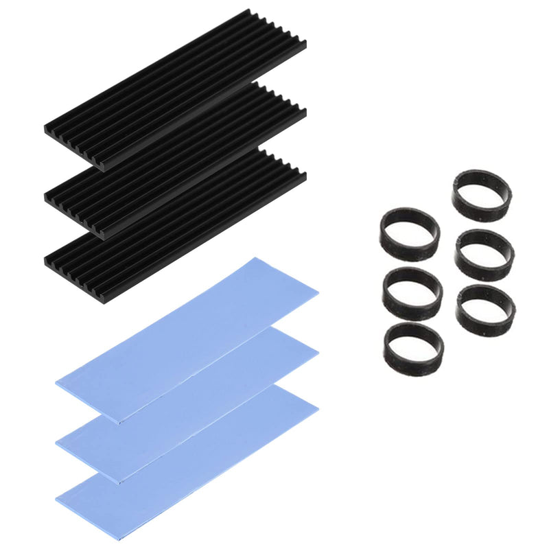 M2 SSD Heatsink, 3 Sets M.2 Thermal Pads, Cooler Set Heatsink, Aluminum Cooler with Silicone Thermal Pad, Semiconductor Devices Cooler, Heatsink 2280 PCIE NVME CPU Cooling for 2280 M.2 SSD M2 Heatsink