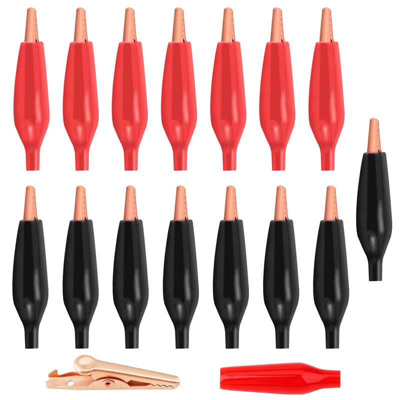 [Australia - AusPower] - Copper Alligator Electric Clips 45 mm Red 8 Black 8 Electrical Test Terminals with Protective Insulation Copper Alligator Electric Clips® Lewttyer 