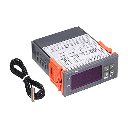 Kavolet STC-1000 Digital Temperature Controller, Thermostat 24 V with Probe Heating, Cooling, Celsius Thermostat with Sensor