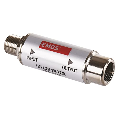 EMOS LTE/4G/5G blocking filter, passage range up to 694 MHz, DC pass, 1.6 x 4 cm, F-connector J5711 silver F connector