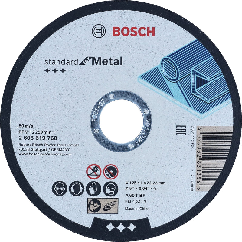 [Australia - AusPower] - Bosch Professional 1x Standard for Metal Straight Cutting Trennscheibe (für Bleche, Stahl, Ø 115 x 1 x 22,23 mm, Zubehör Winkelschleifer) 
