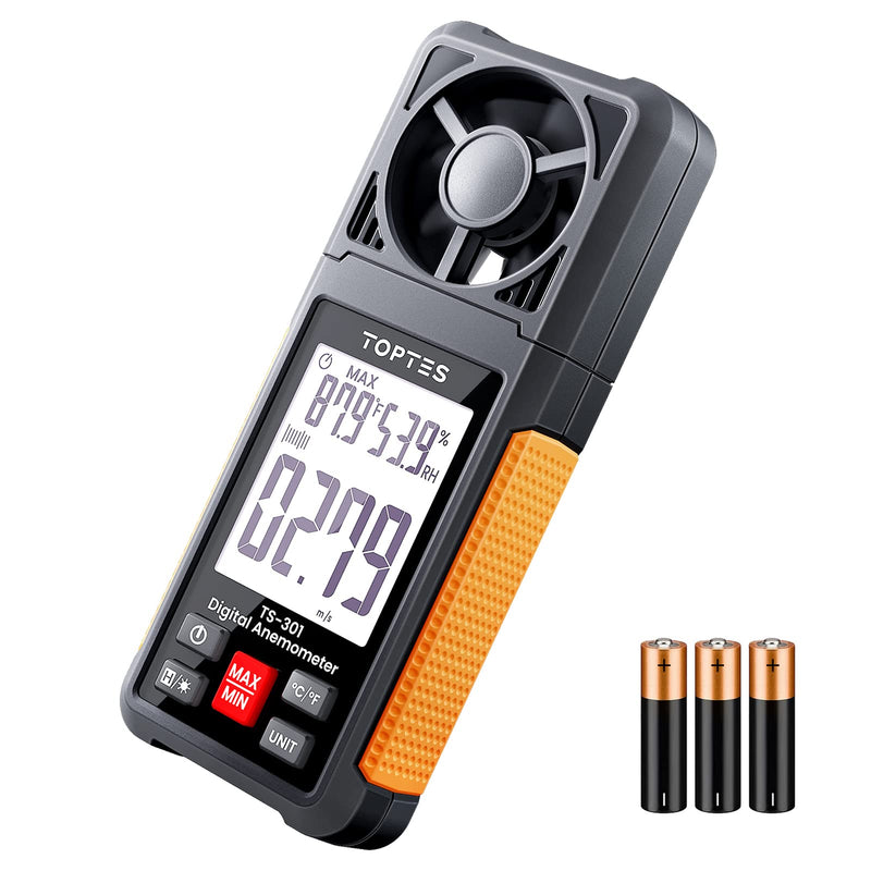 TopTes TS-301 Digital Wind Gauge with 2.26 Inch LCD Screen Anemometer Handheld Backlight Wind Speed Meter Gauge, Precise Measurement of Wind Speed for HVAC Sailing/Surfing/Drone orange